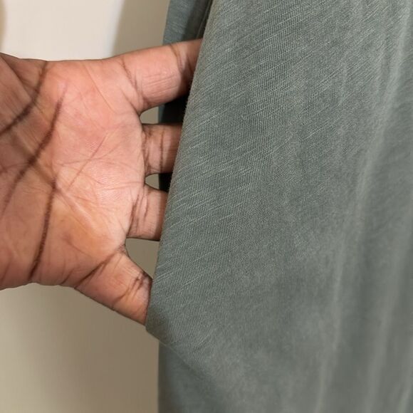 Soft Surroundings Green Novelty Button-Up Midi Shirt Dress size L Lagenlook Boho - Picture 5 of 10